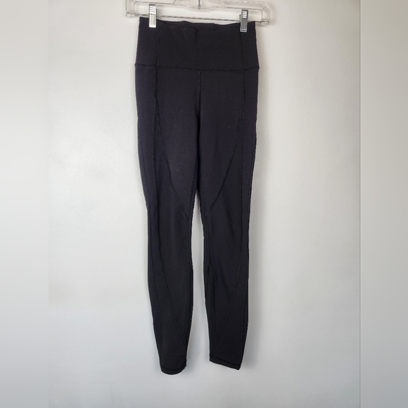 Lululemon Wunder Train Ribbed High Rise Pants Tights Black Size 4. - Picture 1 of 8